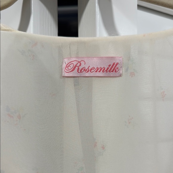 Rosemilk Cream Floral Silk Women's Top - Picture 2 of 7